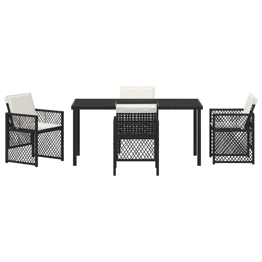 Garden Dining Set 5 Piece Outdoor Furniture Black Poly Rattan Table Chairs