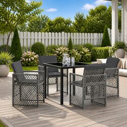 Compact 5-Piece Grey Outdoor Dining Set