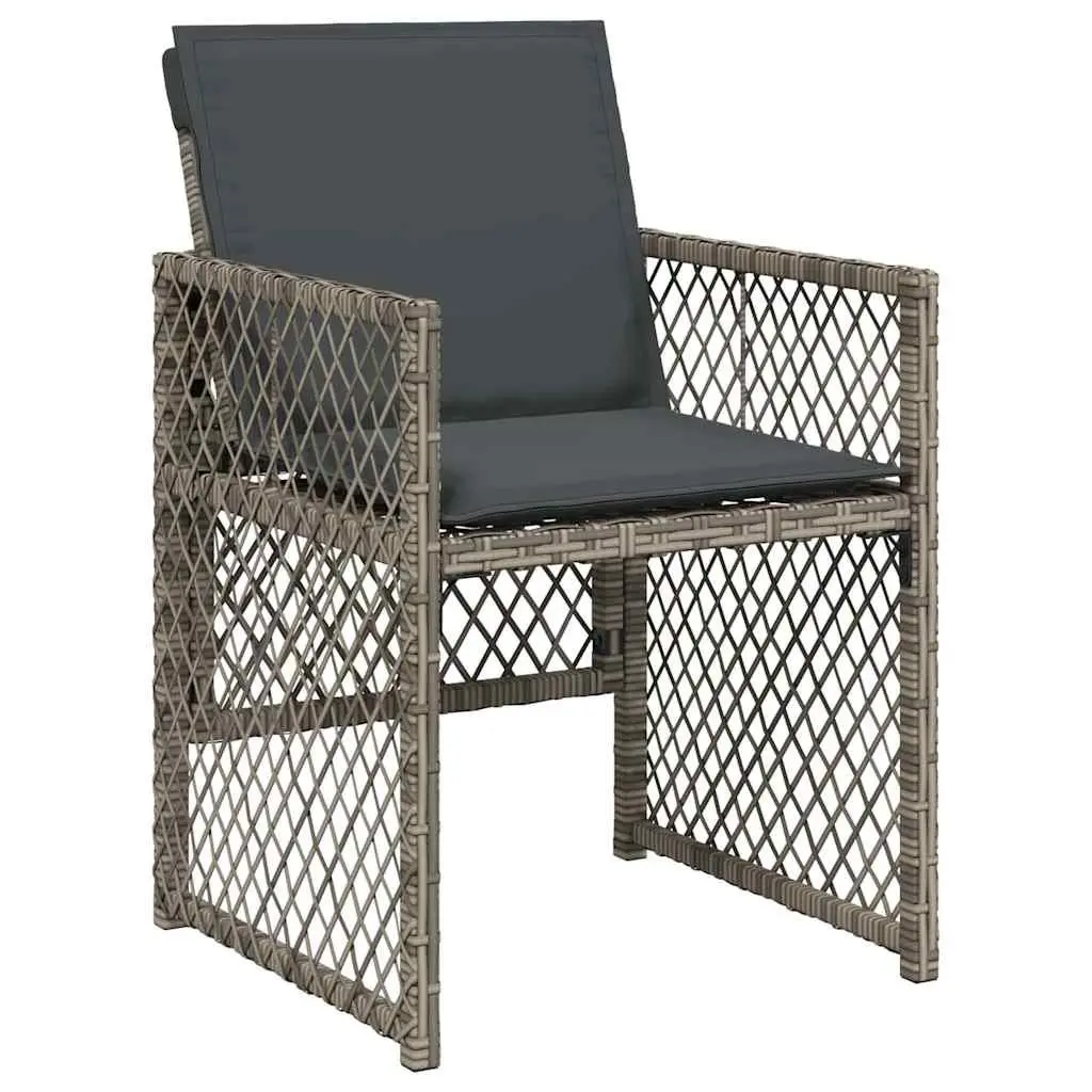 Garden Dining Set Grey 5 Piece Modern Outdoor Furniture Tempered Glass Table Poly Rattan Chairs