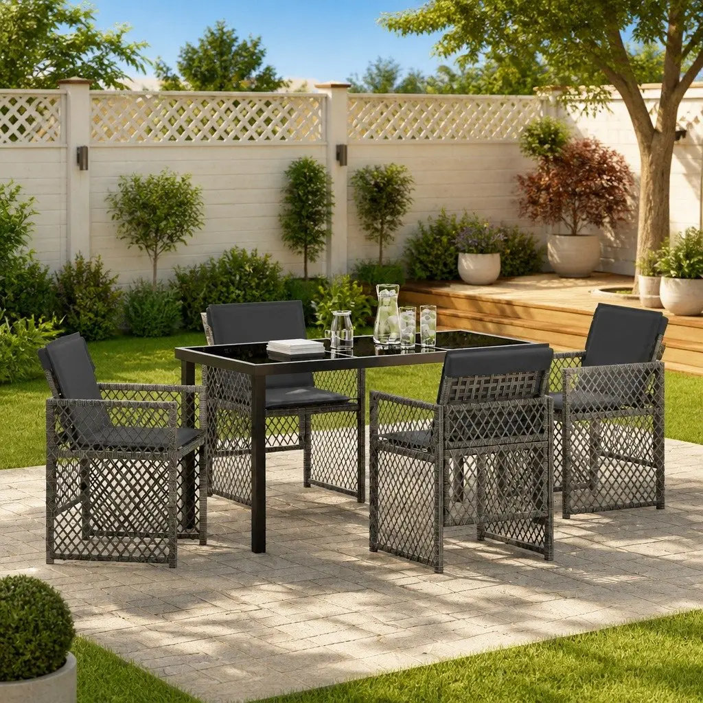 5-Piece Grey Outdoor Dining Set for Comfort & Style