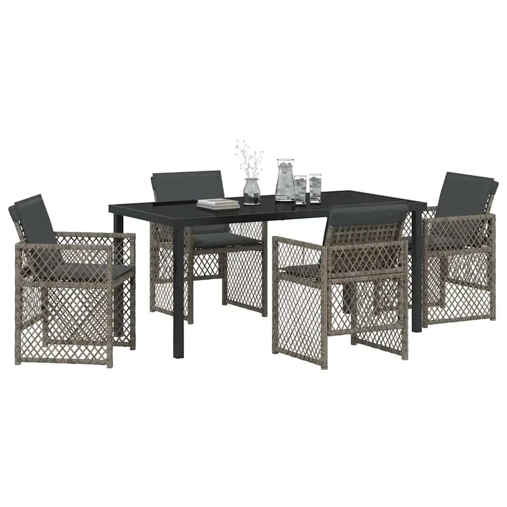 Garden Dining Set Grey 5 Piece Outdoor Furniture Patio Table Chairs