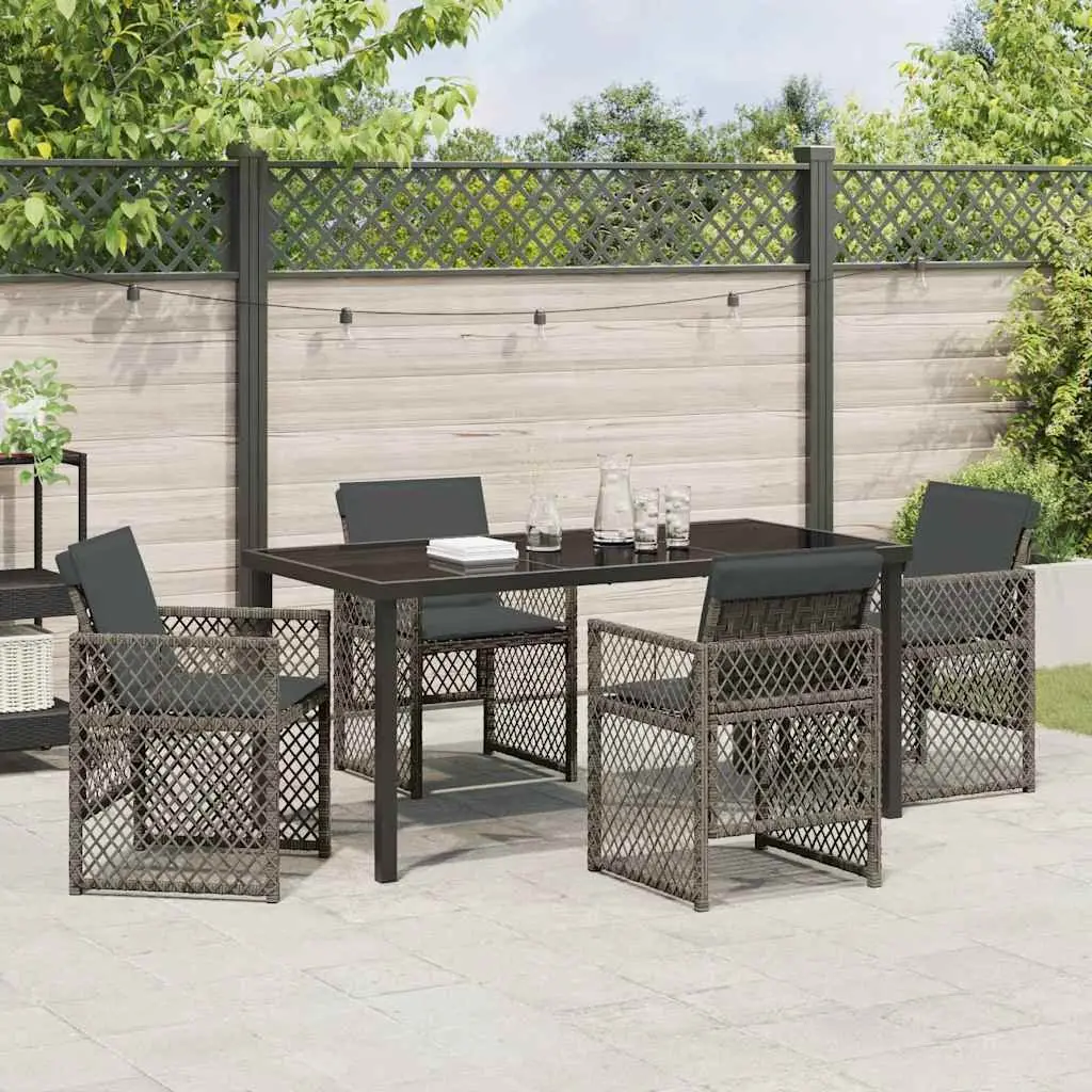 Garden Dining Set Grey 5 Piece Outdoor Furniture Patio Table Chairs