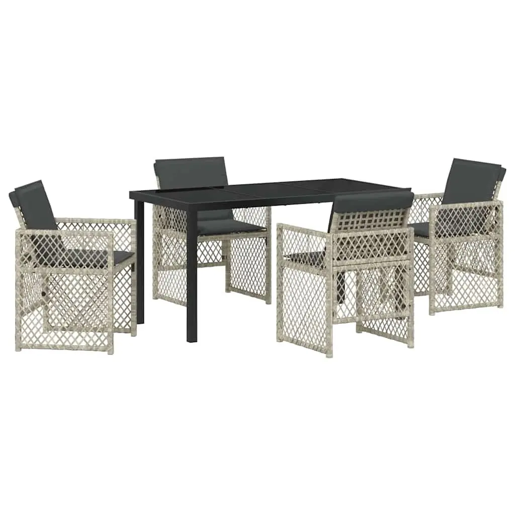 Garden Dining Set 5 Pieces Light Grey Outdoor Furniture Patio Table Chairs