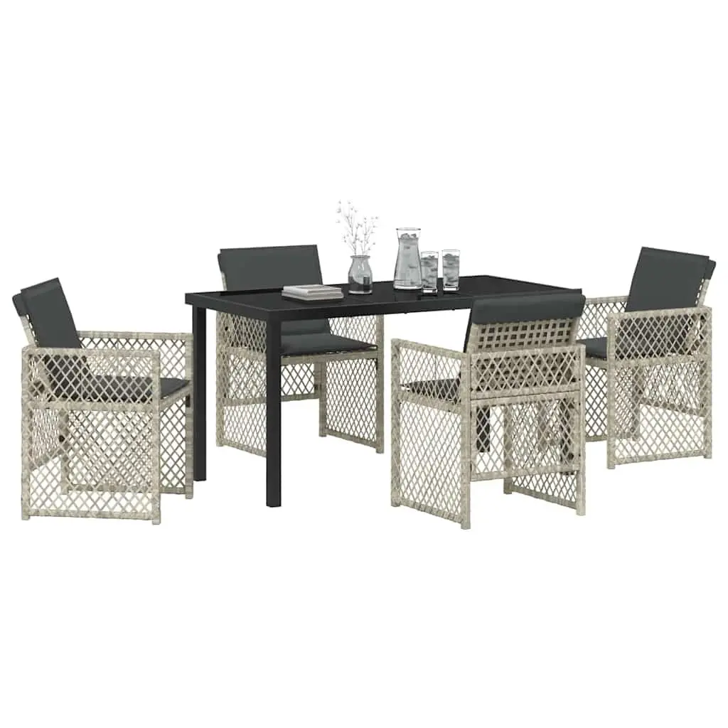 Garden Dining Set 5 Pieces Light Grey Outdoor Furniture Patio Table Chairs