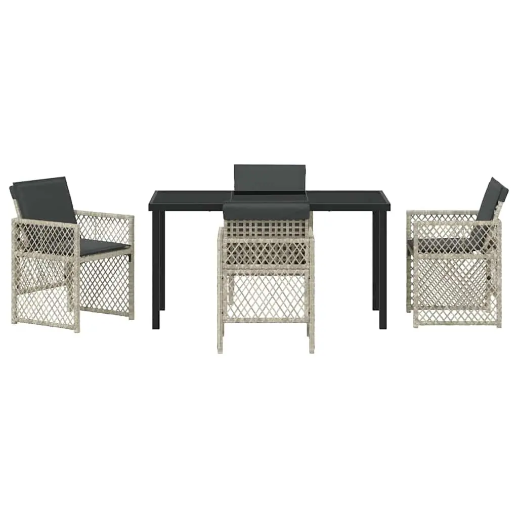 Garden Dining Set 5 Pieces Light Grey Outdoor Furniture Patio Table Chairs