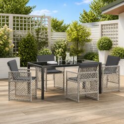 Light Grey Outdoor Dining Set: 5 Pieces, Durable Design