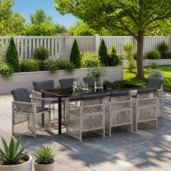 Concise 9-Piece Garden Dining Set for Outdoors