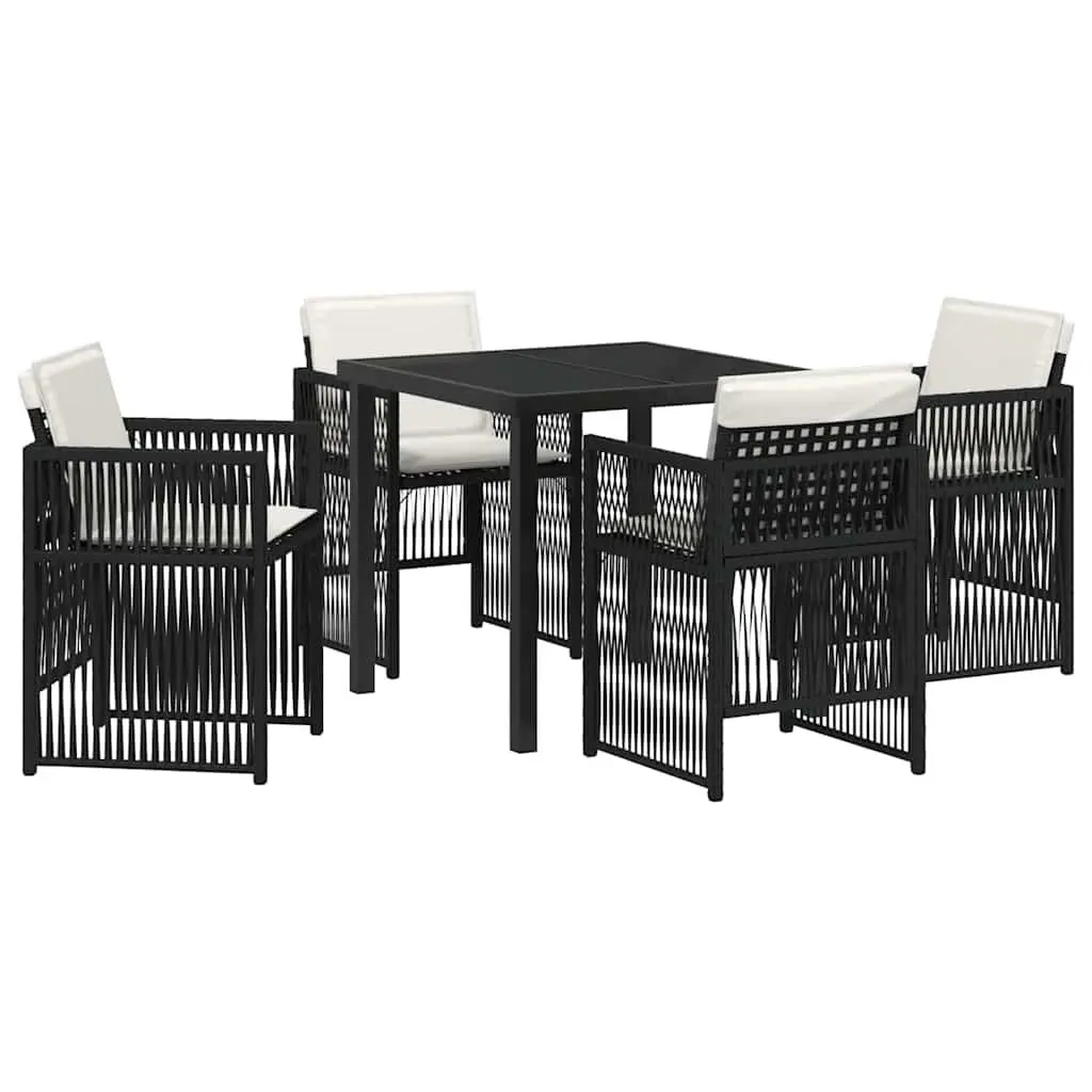 Garden Dining Set 5 Piece Black Steel Outdoor Furniture Patio Table Chairs