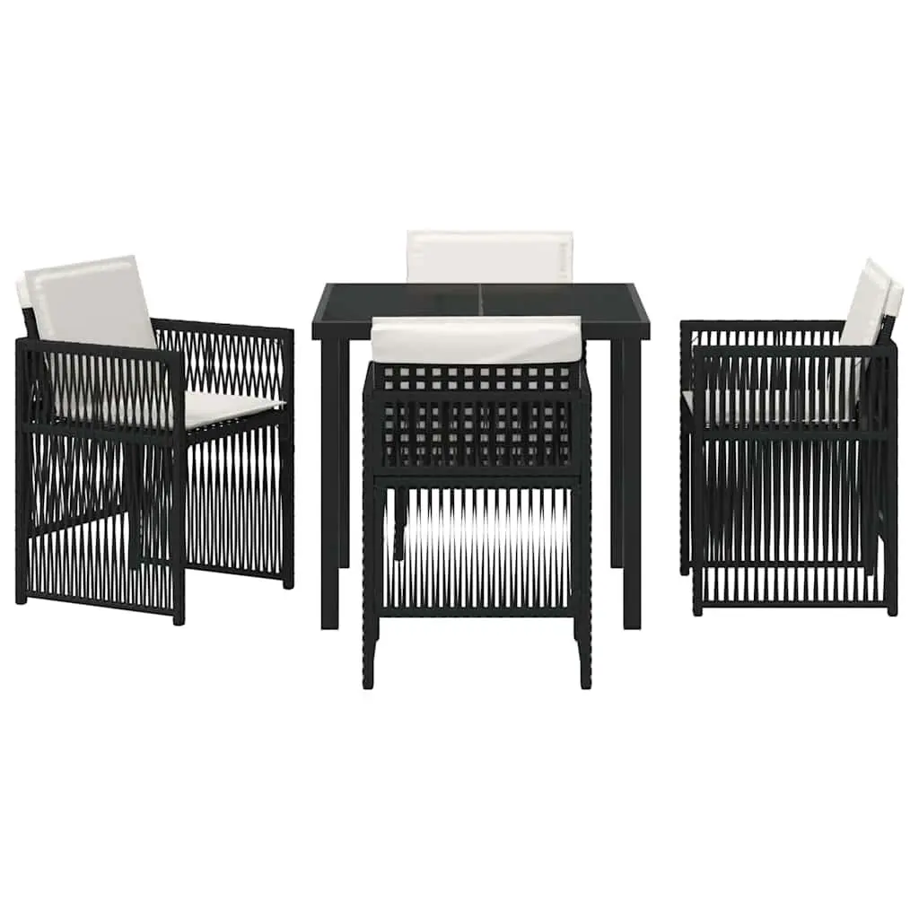 Garden Dining Set 5 Piece Black Steel Outdoor Furniture Patio Table Chairs