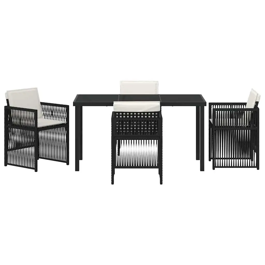 Garden Dining Set 5 Piece Black Powder-Coated Steel Outdoor Furniture Patio