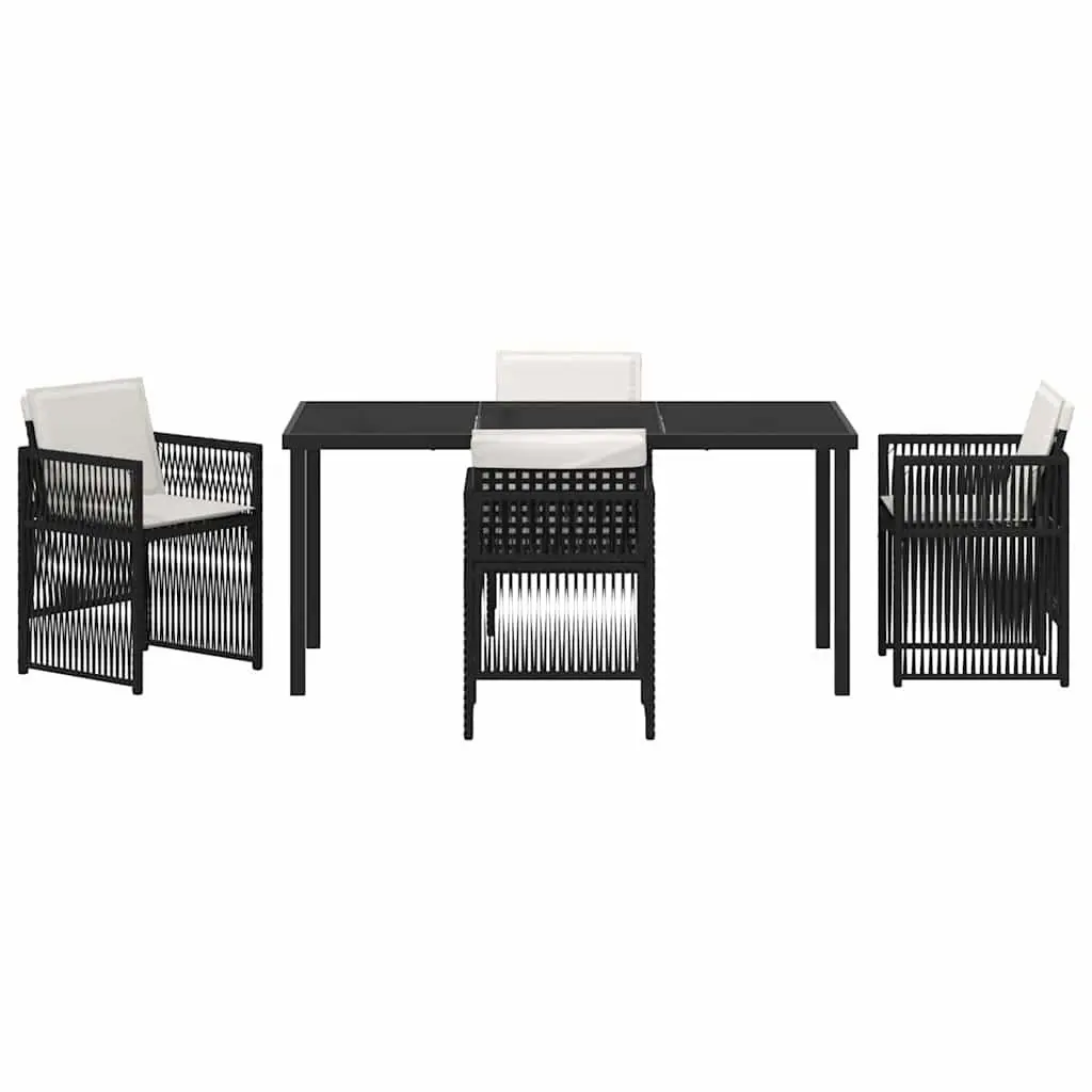 Garden Dining Set 5 Pieces Black Steel Outdoor Furniture Patio Table Chairs