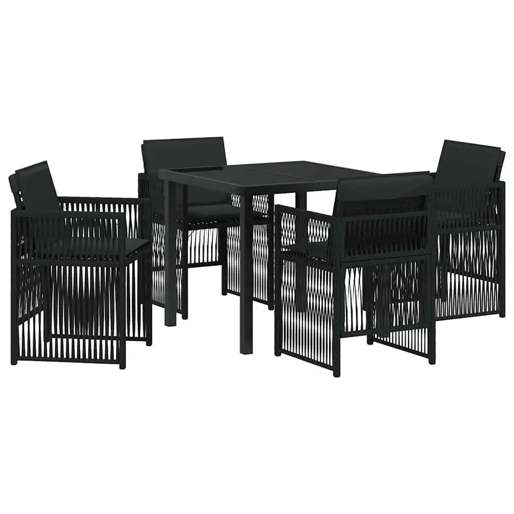 Garden Dining Set Black 5 Piece Steel Outdoor Furniture Patio Chairs Table
