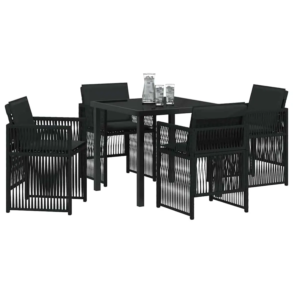 Garden Dining Set Black 5 Piece Steel Outdoor Furniture Patio Chairs Table