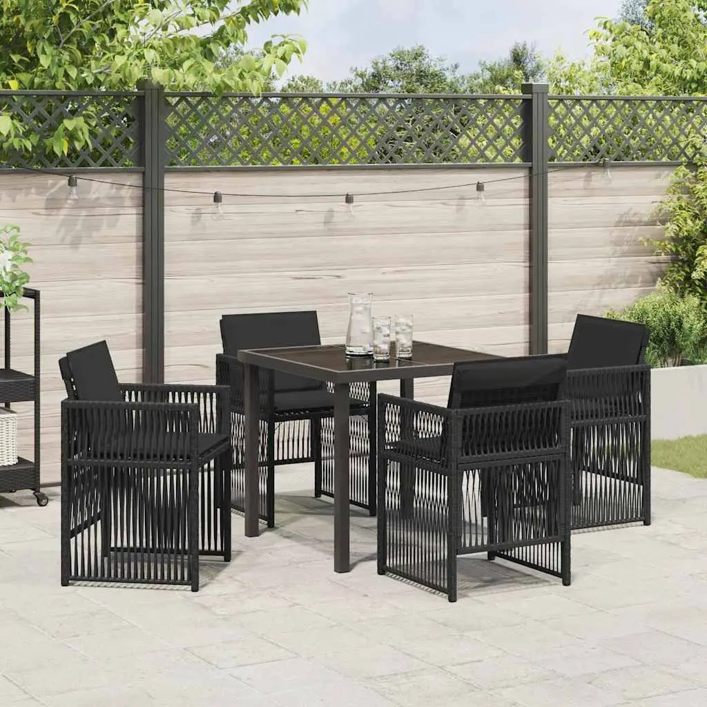 Garden Dining Set Black 5 Piece Steel Outdoor Furniture Patio Chairs Table