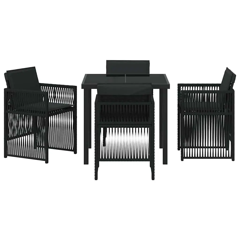 Garden Dining Set Black 5 Piece Steel Outdoor Furniture Patio Chairs Table