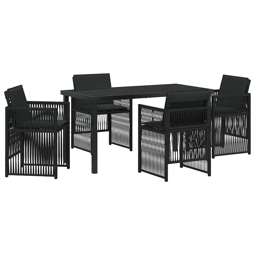 Garden Dining Set 5 Piece Black Steel Outdoor Furniture Patio Table Chairs