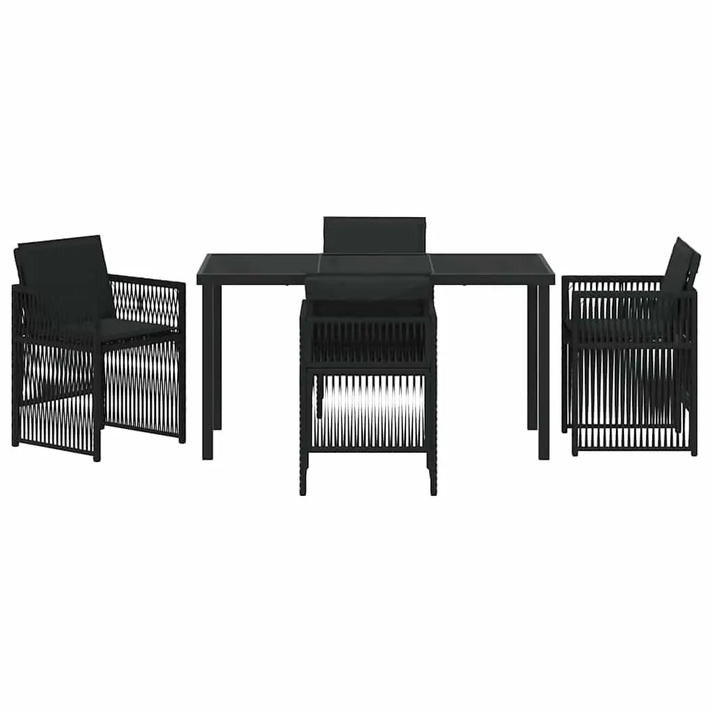 Garden Dining Set 5 Piece Black Steel Outdoor Furniture Patio Table Chairs