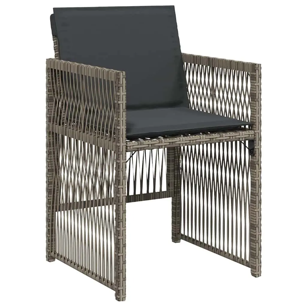 Garden Dining Set 5 Pieces Grey Outdoor Furniture Steel Frame Armrests Cushions
