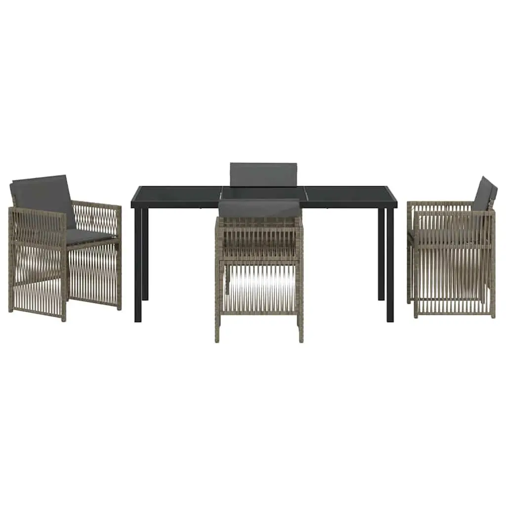 Garden Dining Set 5 Pieces Grey Outdoor Furniture Steel Frame Armrests Cushions