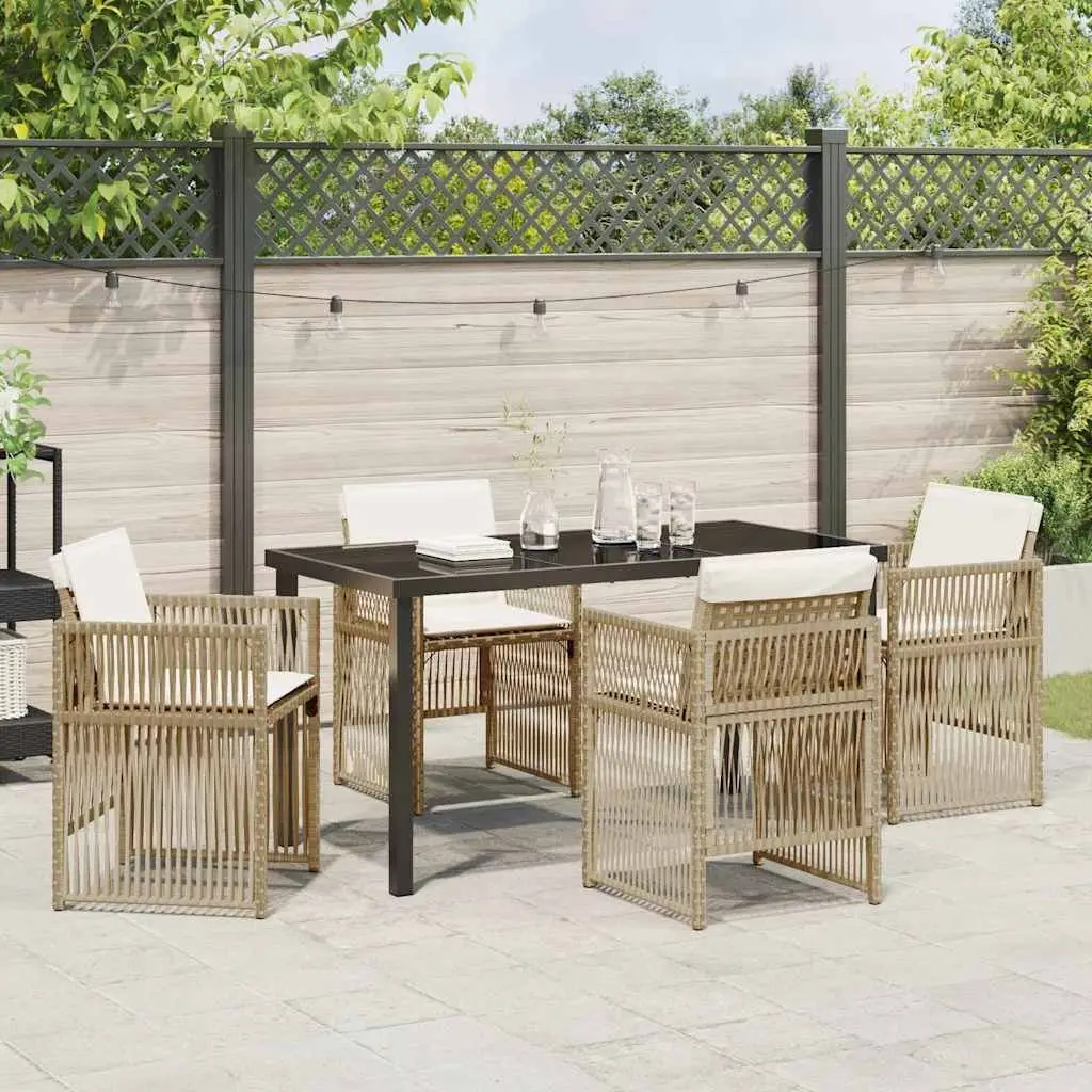 Outdoor Dining Set Brown 5 Piece Garden Furniture Patio Table Chairs Steel Frame