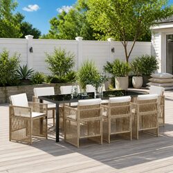 Concise 9-Piece Garden Dining Set Description