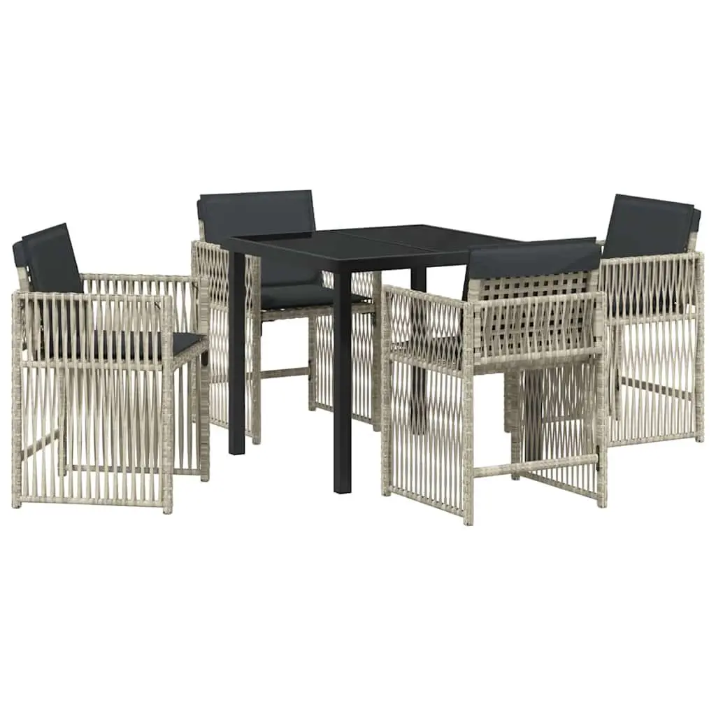 Garden Dining Set Light Grey 5 Piece Steel Outdoor Furniture with Cushions