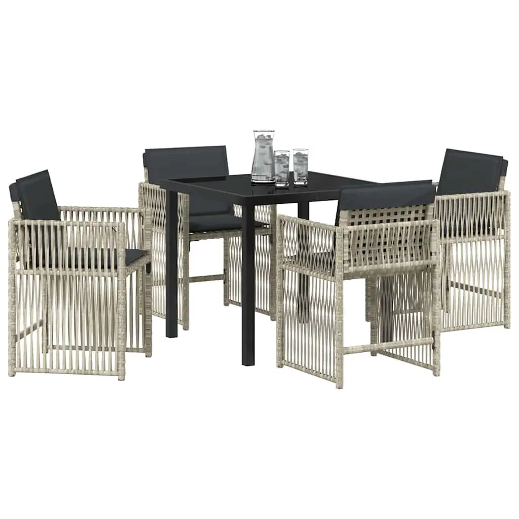 Garden Dining Set Light Grey 5 Piece Steel Outdoor Furniture with Cushions