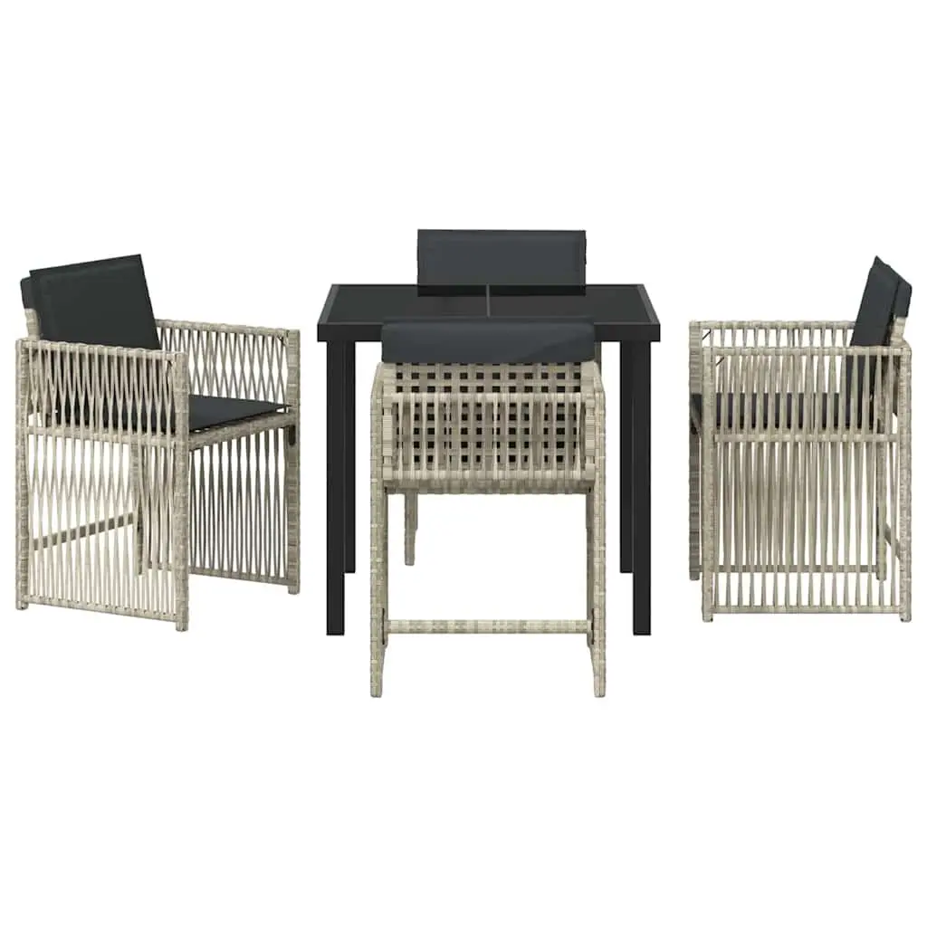Garden Dining Set Light Grey 5 Piece Steel Outdoor Furniture with Cushions