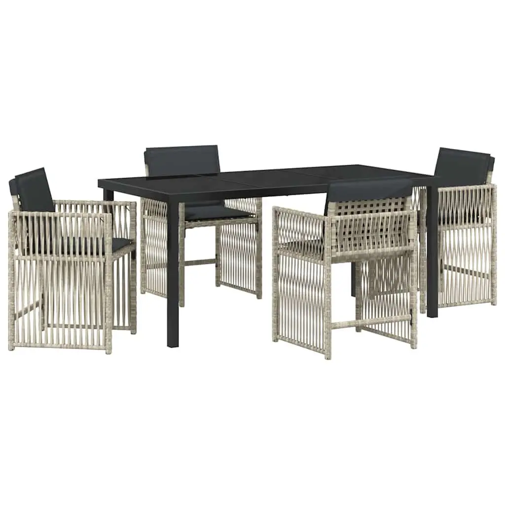 Garden Dining Set Light Grey 5 Piece Outdoor Furniture Steel Armchair Table