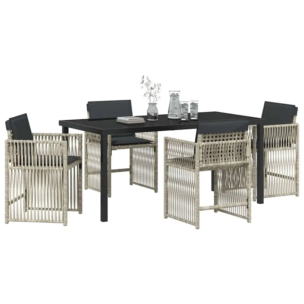 Garden Dining Set Light Grey 5 Piece Outdoor Furniture Steel Armchair Table