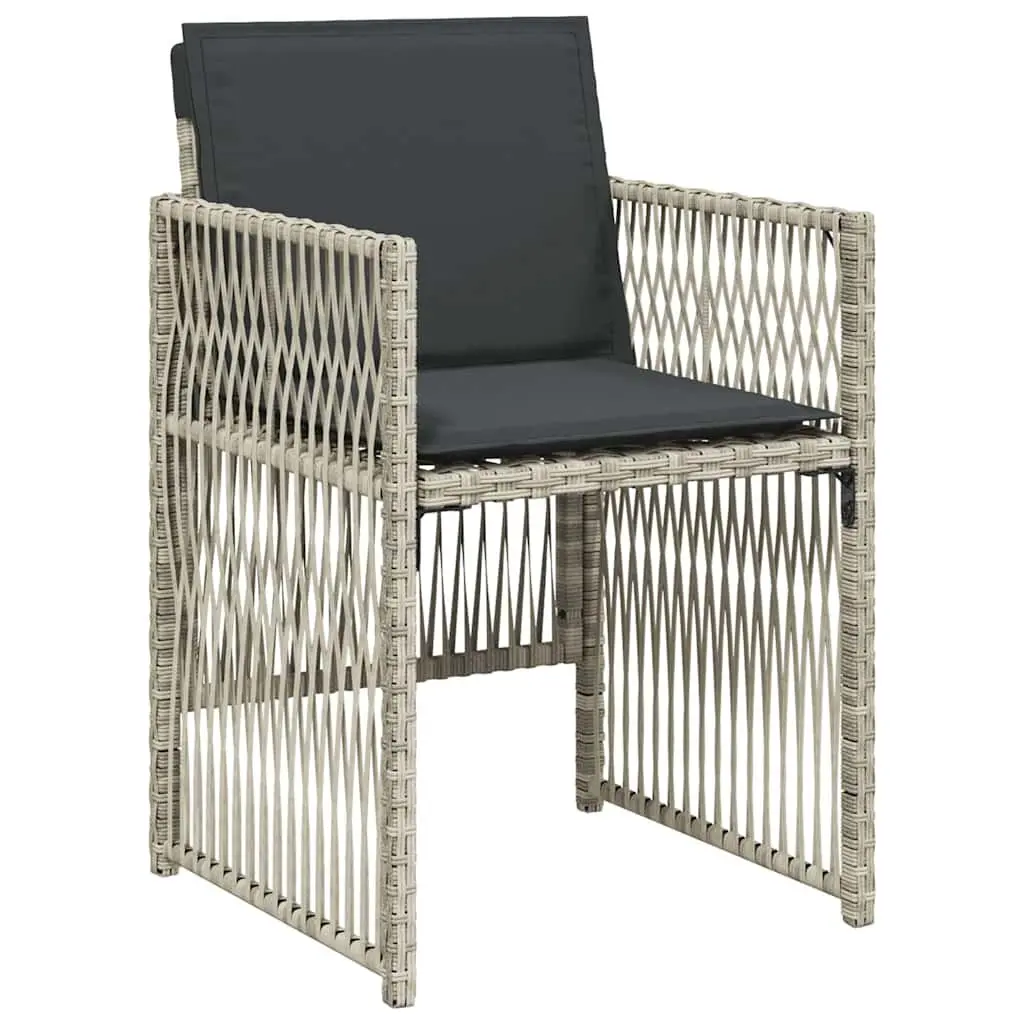 Garden Dining Set Light Grey 5 Piece Outdoor Furniture Steel Armchair Table