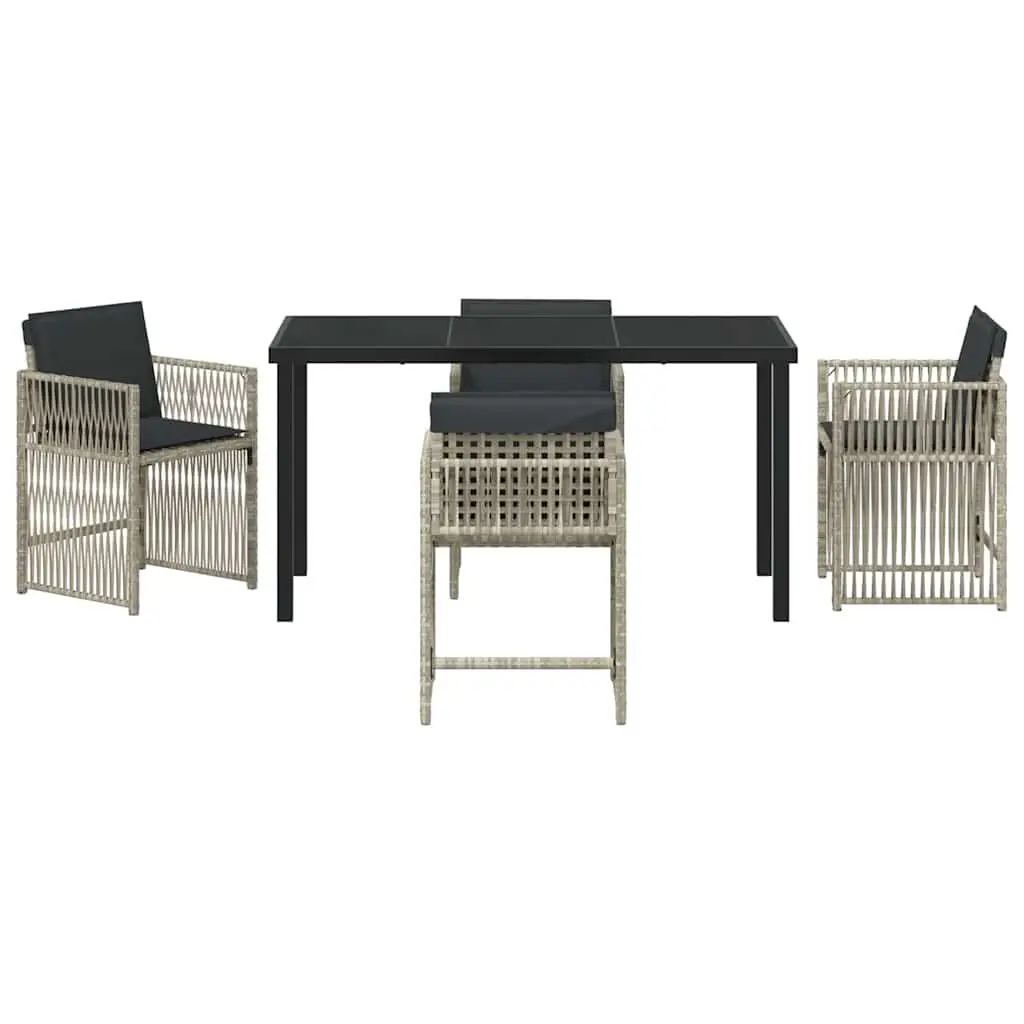 Garden Dining Set Light Grey 5 Piece Outdoor Furniture Steel Armchair Table