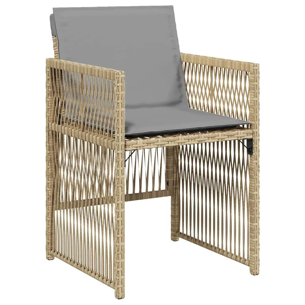 Garden Dining Set 5 Pcs Outdoor Furniture Table Chairs Beige Steel Frame