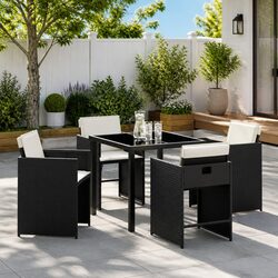 Compact 5-Piece Outdoor Dining Set with Glass Table