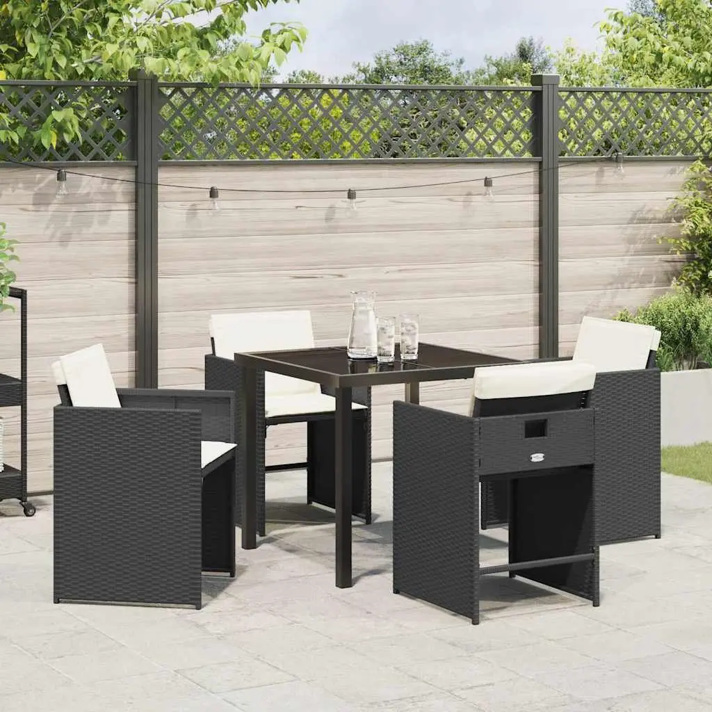 5-Piece Outdoor Dining Set with Glass Table