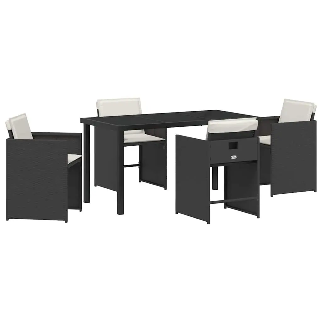 Garden Dining Set Black 5 Pieces Outdoor Furniture Table Chairs Patio Rattan