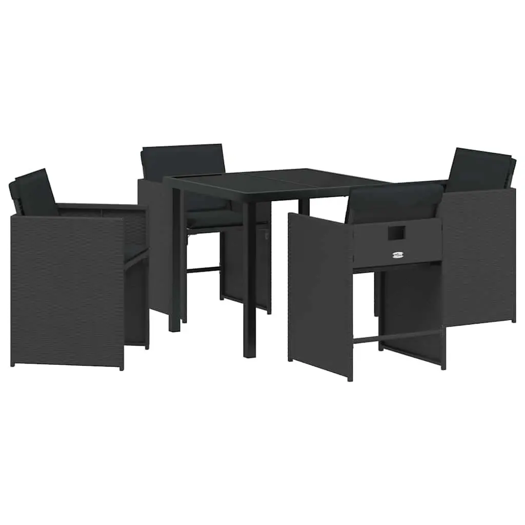 Garden Dining Set Black 5 Piece Outdoor Furniture Poly Rattan Table Chairs