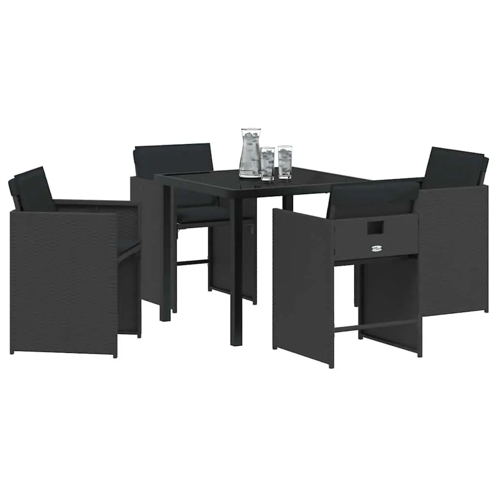Garden Dining Set Black 5 Piece Outdoor Furniture Poly Rattan Table Chairs