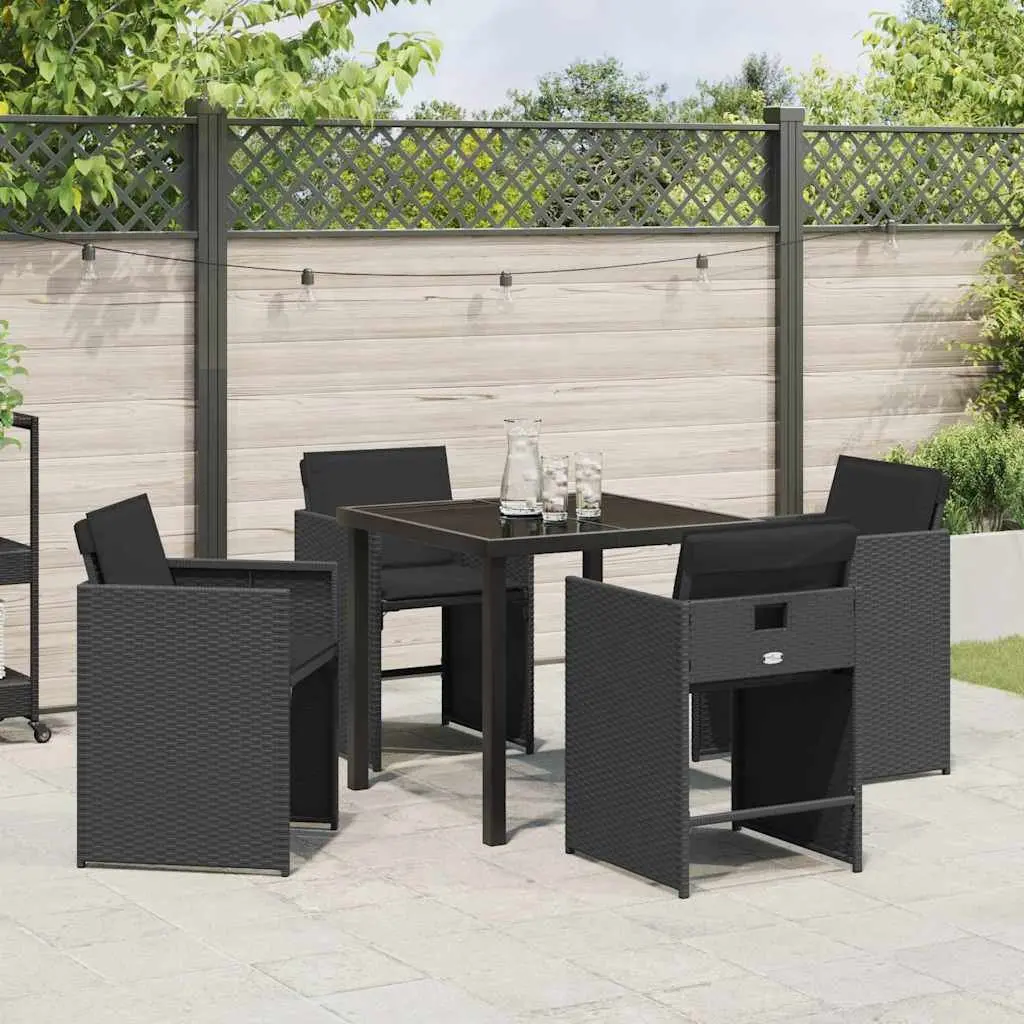 Garden Dining Set Black 5 Piece Outdoor Furniture Poly Rattan Table Chairs