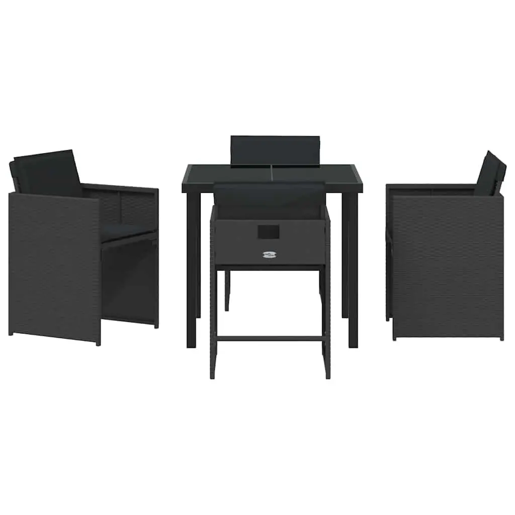 Garden Dining Set Black 5 Piece Outdoor Furniture Poly Rattan Table Chairs