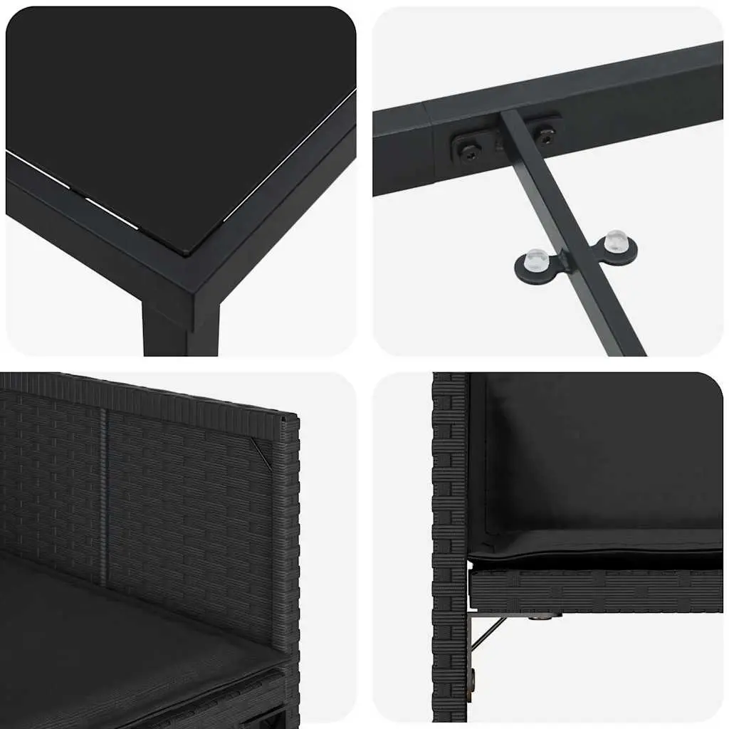 Garden Dining Set Black 5 Piece Outdoor Furniture Poly Rattan Table Chairs