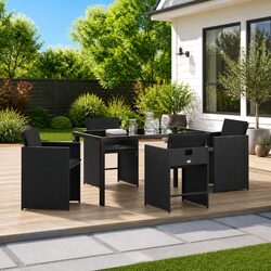 Compact and Stylish 5-Piece Black Rattan Set