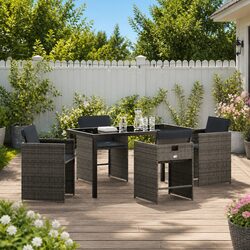 Compact 5-Piece Grey Garden Dining Set for Any Patio