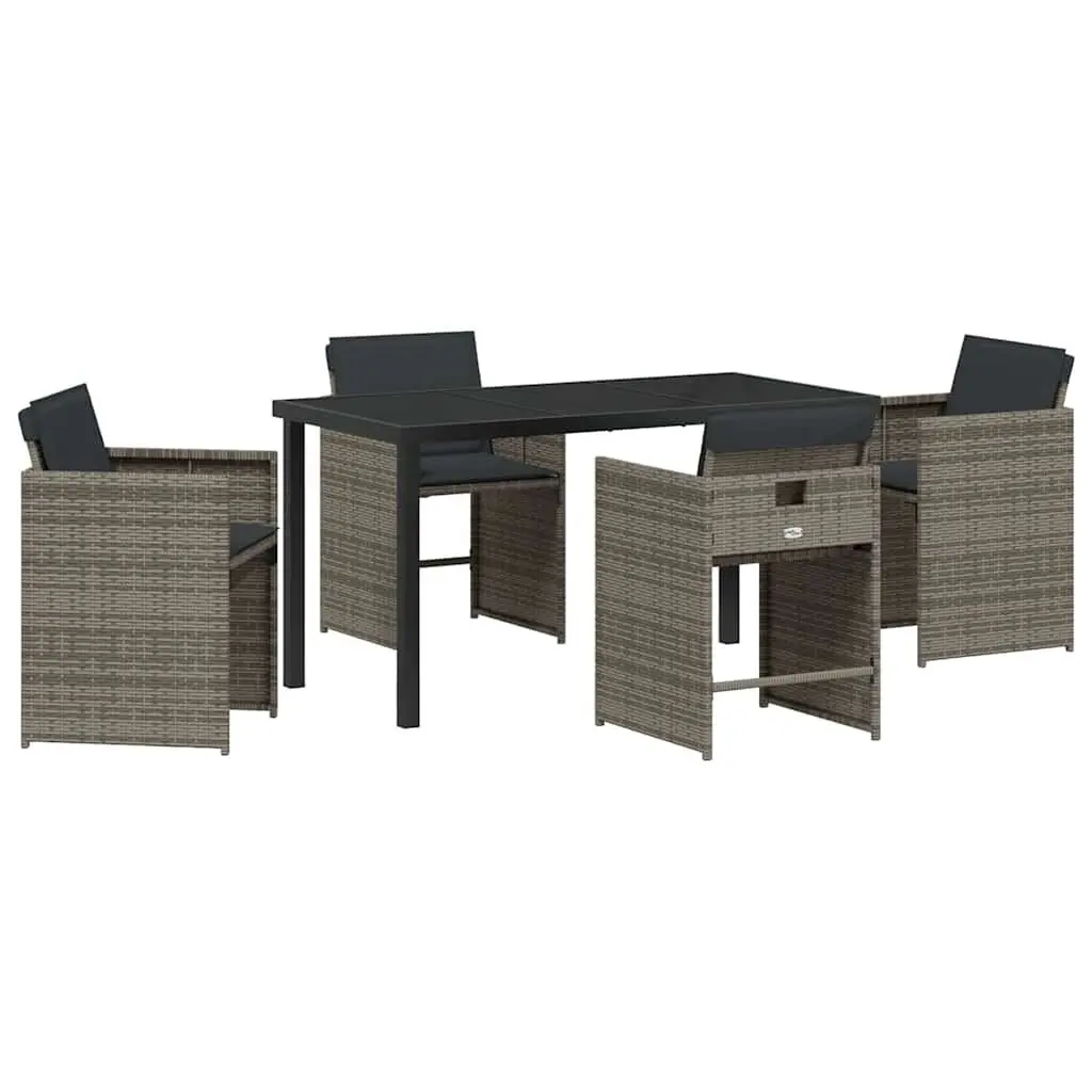 Garden Dining Set 5 Piece Grey Outdoor Furniture Patio Table Chairs