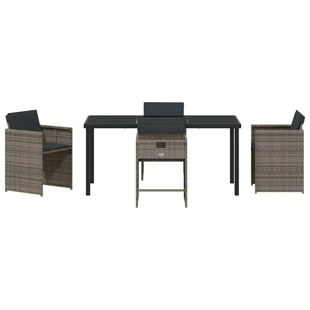 Garden Dining Set 5 Pieces Grey Outdoor Furniture Patio Table Chairs Rattan