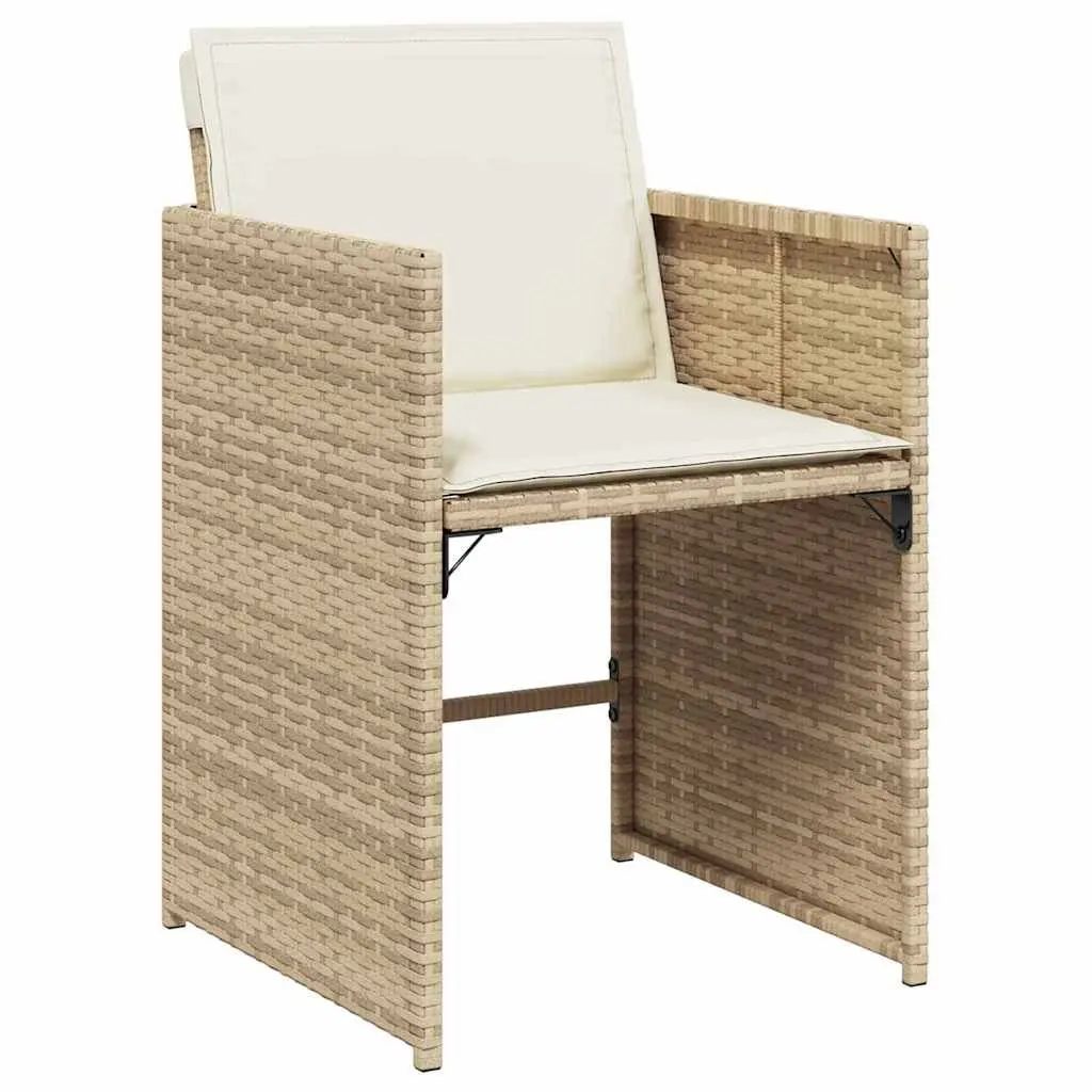 Garden Dining Set 5 Pieces Outdoor Furniture Beige Poly Rattan Patio Table