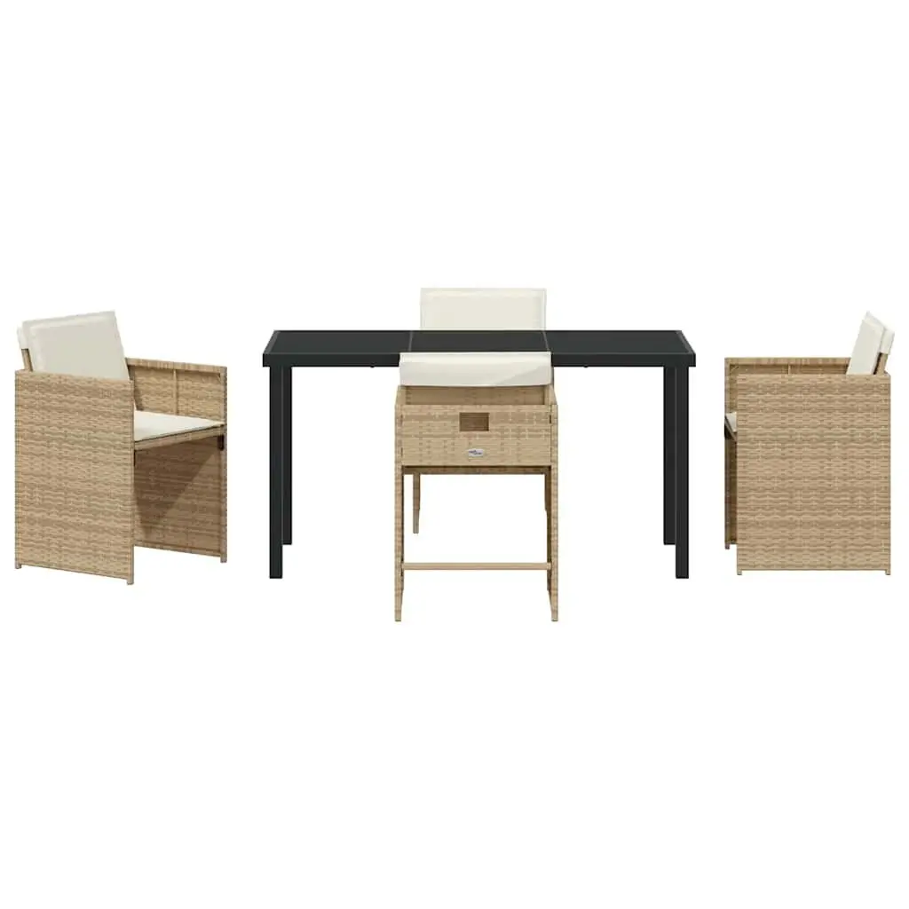 Garden Dining Set 5 Pieces Outdoor Furniture Beige Poly Rattan Patio Table