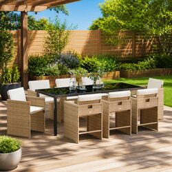 Compact and Modern 9-Piece Dining Set for Outdoors