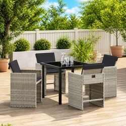 Compact 5-Piece Garden Dining Set with Glass Top