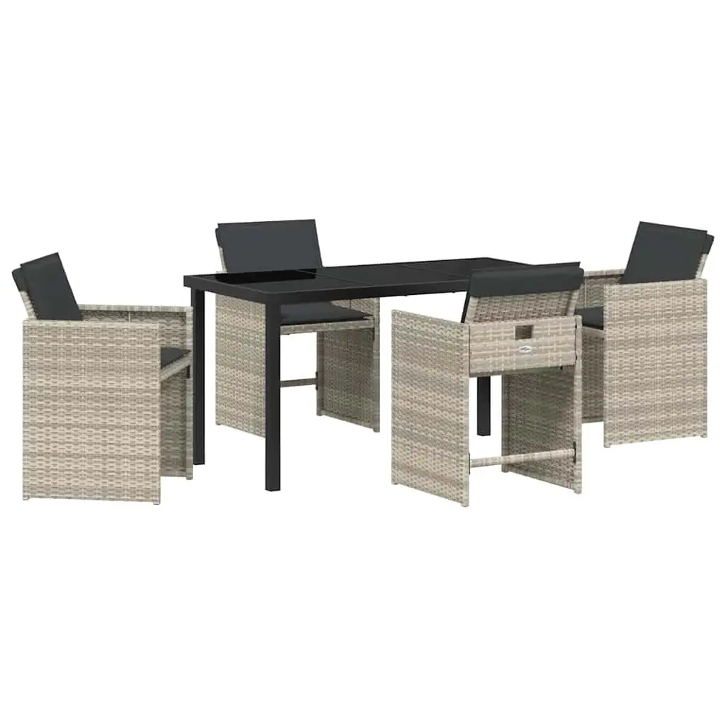Garden Dining Set 5 Pieces Light Grey Outdoor Furniture Patio Table Chairs